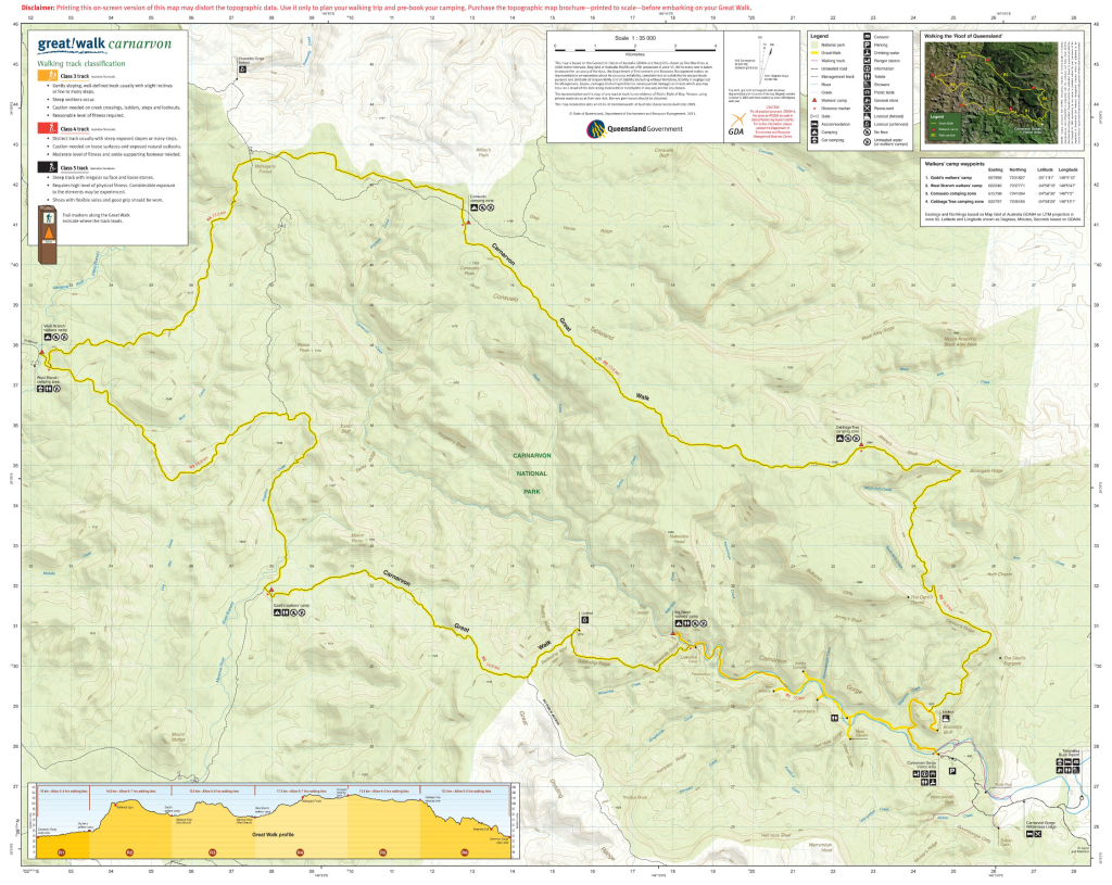 Carnarvon Great Walk Topography Map